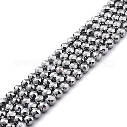 Brins de perles en pierre térahertz naturelle, facette, ronde, 6mm, Trou: 0.9mm, Environ 66 pcs/chapelet, 15.67'' (39.8~40 cm)