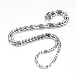 304 collar del acero inoxidable, cadenas de serpientes redondas, con cierre de langosta, color acero inoxidable, 20.08 pulgada (510 mm), 3mm