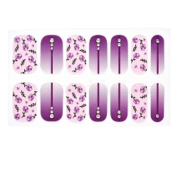 Наклейки для ногтей с полным покрытием, самоклеящийся, для украшения ногтей, фиолетовые, 24x8 мм, 14шт / лист