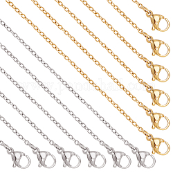 Nbeads 20 brins 17.7/19.7 pouces 304 chaînes de collier en acier inoxydable, Chaîne de câble à maillons de collier fin de 1.5/2mm, avec fermoirs à homard, chaînes croisées, bricolage pour la fabrication de colliers, extension de bracelet, 2 couleurs