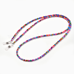 Brillenketten, Halsband für Brillen, mit Glasperlen, Gummischlaufenenden und Messingfunde, Farbig, 30.9 Zoll (78.5 cm), 3 mm