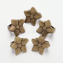Antique Bronze Tibetan Style Flower Slide Charms, Lead Free & Nickel Free, 18x18x2mm, Hole: 10x7mm