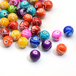 Vaporisez perles peintes rondes acryliques drawbench, couleur mixte, 8mm, Trou: 2mm