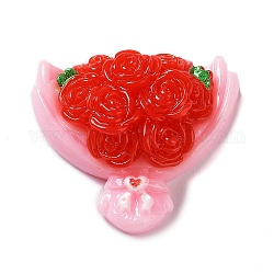 Cabujones de resina opaca del día de San Valentín., flor, rojo, 21.5x24x9.5mm
