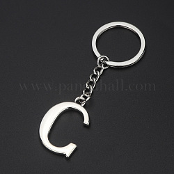 Porte-clés pendentif en alliage plaqué platine, avec porte-clés, lettre, letter.c, 3.5x2.5 cm