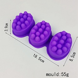 DIY Massage Bar Soap Silicone Molds, 3 Cavities, for Soap Making, Blue Violet, 185x85x39mm