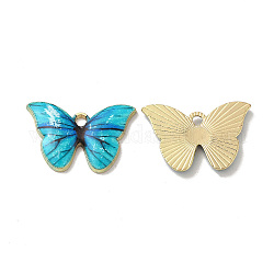 Rack Plating Alloy Charms, Nickel Free, Butterfly, Deep Sky Blue, 14.5x22x2.5mm, Hole: 1.8mm