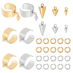 UNICRAFTALE 2 Colors 6 1/2 DIY Cuff Ring Making Kit Including 6Pcs Stainless Steel Blank Cuff Ring with Loop 6Pcs Cone Charms 20Pcs Jump Rings for Cuff Ring Making