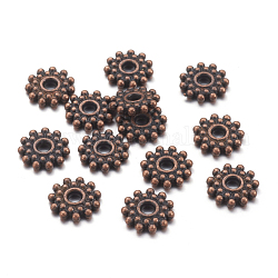 Tibetan Style Spacer Beads, Cadmium Free & Nickel Free & Lead Free, Gear, Red Copper, 9mm, Hole: 2.5mm