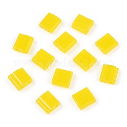 2-Hole Glass Seed Beads, Transparent Colours, Rectangle, Yellow, 5x4.5~5.5x2~2.5mm, Hole: 0.5~0.8mm