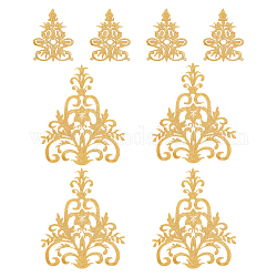 Nbeads 8 piezas 2 estilos patrón floral poliéster bordado computarizado hierro en/coser en parches, apliques bordados hilo metalizado estilo etnico, con adhesivo en la espalda, oro, 125~450x95~222x1~1.5mm, 4 piezas / style