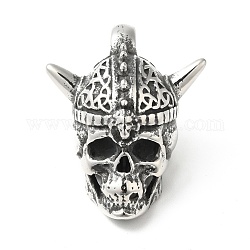 304 pendentifs de polissage manuel en acier inoxydable, breloques de crâne, argent antique, 40x31x23.5mm, Trou: 7.5mm