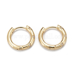 Sparkling Cubic Zirconia Huggie Hoop Earrings for Girl Women, Lead Free & Nickel Free & Cadmium Free, Brass Micro Pave Cubic Zirconia Earrings, Real 18K Gold Plated, 10 Gauge(2.5mm), 14x16x2.5mm, Pin: 0.8mm