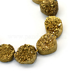 Гальваника натуральная и окрашенная druzy кварцевые кристаллы, самородки, с золотым покрытием, 13~29x10~23x10~20 мм, отверстие : 2 мм, около 15~27 шт / нитка, 15.7 дюйм