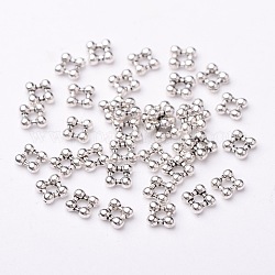 Flower Tibetan Style Beads, Lead Free and Cadmium Free, Antique Silver, 5x5x2mm, Hole: 2mm