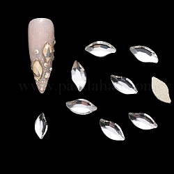 Cabujones de rhinestone de vidrio plano, accesorios de la decoración del arte del clavo, facetados, ojo, cristal, 8x4x2mm, 20 unidades / bolsa