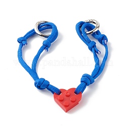 Polyester & Spandex Cord Bracelet Sets, with Resin Building Blocks Charms, Rectangle, Blue, 12-5/8~13.54 inch(32.2~34.4cm), 2Pcs/set