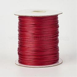 Cordon en polyester ciré coréen écologique, rouge foncé, 2mm, environ 90yards / rouleau (80m / rouleau)