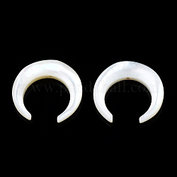 Perles de coquillage blanc naturel, croissant de lune, 19x20x4~4.5mm, Trou: 0.8mm, environ 6 pcs / sachet 