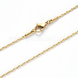 Chapado al vacío 304 collar de cadena coreana de acero inoxidable, con cierre de pinza, dorado, 19.68 pulgada (50 cm) x0.9 mm