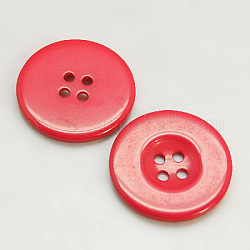 Boutons en résine, teinte, plat rond, rouge, 15x2.5mm
