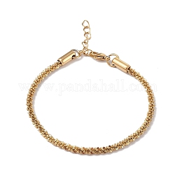 Chapado en iones (ip) 304 pulsera de cadena de cuerda de hueso de acero inoxidable para mujer, dorado, 7-1/4 pulgada (18.4 cm), amplia: 3.3 mm