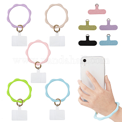 Globleland 5Pcs Silicone Loop Phone Wrist Lanyard Strap, with 5Pcs Plastic Cell Phone Lanyard Tether, Mixed Color, 6~9cm