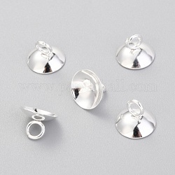 201 perline pendenti in acciaio inossidabile, per ciondoli con coperchio a bolle di vetro globo, argento, 7x10mm, Foro: 3 mm