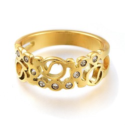 304 anelli in acciaio inox, con chiaro zirconi, Anelli a banda larga, cavo, oro, taglia 7 degli stati uniti, diametro interno: 17mm