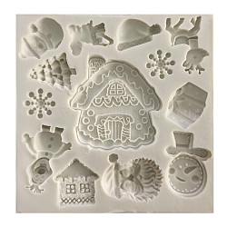 Food Grade Silicone Molds, Fondant Molds, For DIY Cake Decoration, Chocolate, Candy, UV Resin & Epoxy Resin Jewelry Making, Christmas Theme, Antique White, 98x98mm