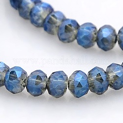 Full Rainbow Plated Faceted Rondelle  Glass Beads Strands, Light Steel Blue, 3.5x2.5mm, Hole: 1mm, about 100pcs/strand, 10 inch