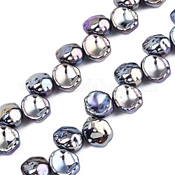 Fili di perle di plastica imitazione perla abs, ab colore placcato, pepite, nero, 13x12x7mm, Foro: 0.9 mm, circa 36pcs/filo, 13.39 pollice (34 cm)