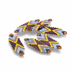 Liens de perles de rocaille japonaises miyuki & toho, motif de tissage, colorées, 35~36.5x12.5x2mm, Trou: 2x3mm