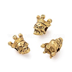 Tibetischer stil legierung perlen, Schädelkopf, Antik Golden, 13x10.5x9.5 mm, Bohrung: 3 mm