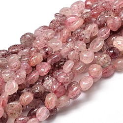 Natürlichen Erdbeere Quarz-Edelstein Nuggets Perlenstränge, getrommelt Stein, 9~12x8~13x5~7 mm, Bohrung: 1 mm, ungefähr 15.3 Zoll ~ 15.7 Zoll