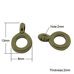 Tibetan Style Alloy Charms Pendants, Cadmium Free & Nickel Free & Lead Free, Donut, Antique Bronze, 13x8x2mm, Hole: 2mm
