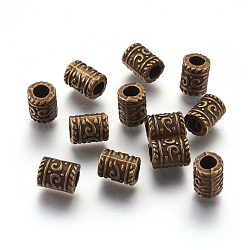 Tibétains en bronze antiques billes de métal, sans plomb et sans cadmium, 7 mm de diamètre, Longueur 9mm, Trou: 4mm