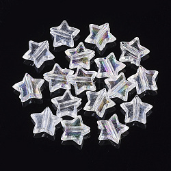 Abalorios de acrílico transparentes, color de ab chapado, estrella, claro ab, 9x10x4mm, agujero: 1.5 mm, aproximamente 2670 unidades / 500 g