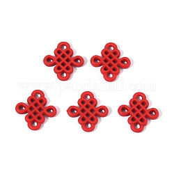 Eslabones de componentes de araña de aleación pintados para hornear, nudo chino, rojo, 1.45x1.4x0.2 cm, agujero: 1.6 mm