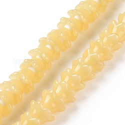 Opaque Glass Beads Strands, Flower, Pale Goldenrod, 11~12x7.5~8mm, Hole: 1.4mm, about 50pcs/strand, 11.42''(29cm)