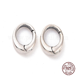 925 anneaux de porte à ressort en argent sterling, ovale, argent antique, 9x6x2mm, diamètre intérieur: 5x4 mm
