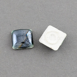 Handmade Porcelain Cabochons, Square, Pearl Luster Plated, Prussian Blue, 10x10x4mm