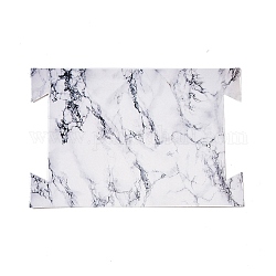Cartes d'affichage d'élastiques à cheveux en papier rectangle, cartes d'affichage de bijoux en marbre pour les cravates de cheveux, blanc, 8.05x12x0.05 cm