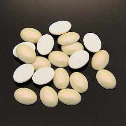 Oval Acrylic Cabochons, Lemon Chiffon, 14x10x3.9~4.16mm