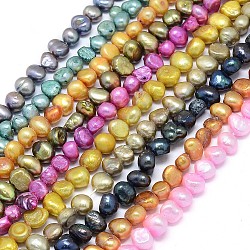 Hilos de perlas de agua dulce cultivadas naturales teñidas, forma mixta, color mezclado, 8~10x6~7x5~6mm, agujero: 0.8 mm, aproximamente 60 pcs / cadena, 14.5 pulgada (37 cm)