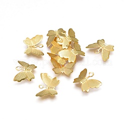 Eisen-Charme, Schmetterling, golden, 10.8x13.2x0.3 mm, Bohrung: 1.5 mm