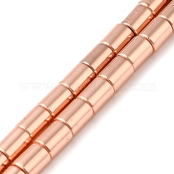 Electroplated Synthetic Non-magnetic Hematite Beads Strands, Column, Rose Gold Plated, 8x6mm, Hole: 1.2mm, about 52pcs/strand, 16.14''(41cm)