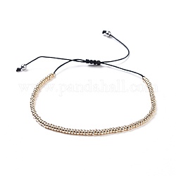 Bracelets de perles de tresse de fil de nylon, avec des perles de rocaille en verre et 304 perles en acier inoxydable, or, 1-5/8 pouce ~ 2-3/4 pouces (3.9~7 cm)