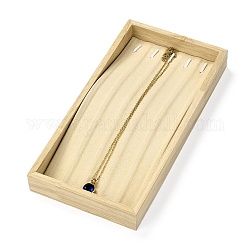 長方形の木製ジュエリーネックレスはトレイを表示します  マイクロファイバー付き  5個ネックレスショー用  アンティークホワイト  22x11x2.5cm