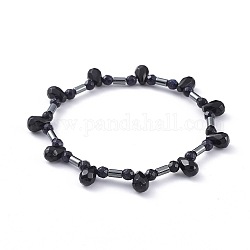 Non-magnétiques perles synthétiques d'hématite étirer bracelets, avec agate perles naturelles, 2-1/4 pouce (5.8 cm)